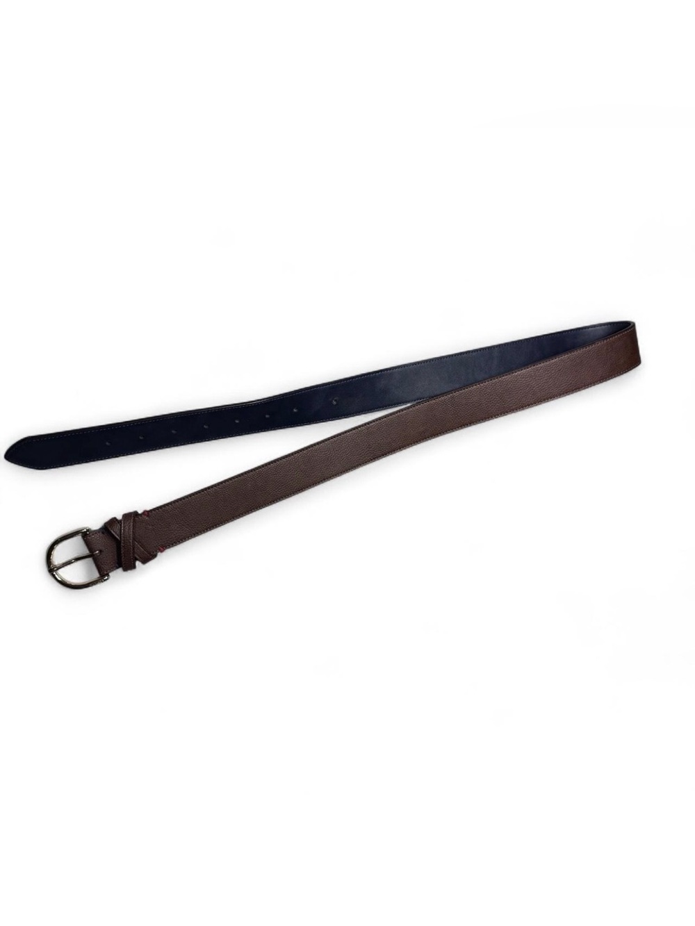 Tommy Hilfiger Women’s Brown Pebbled Leather Belt Gold Buckle Size L Navy Back